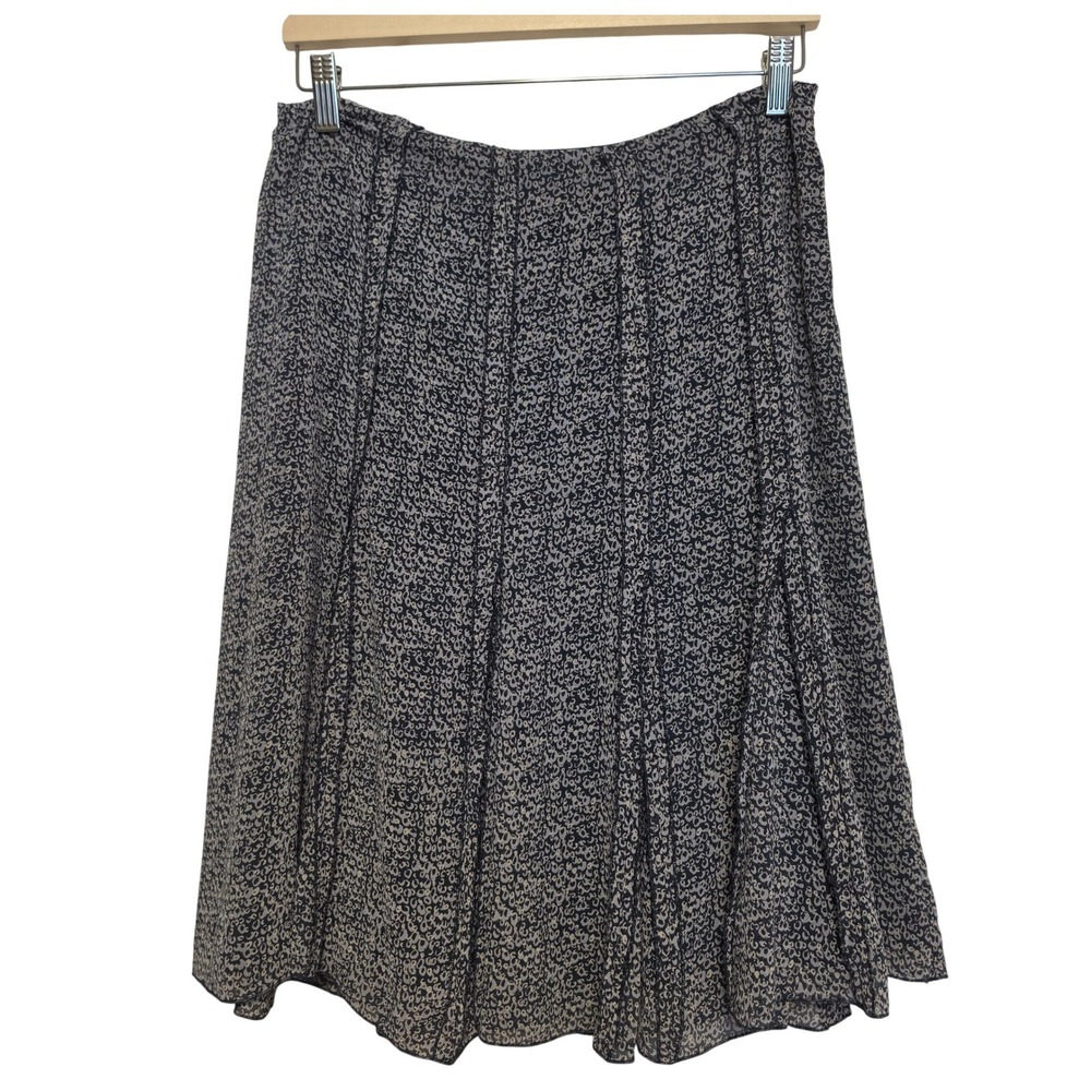 Tapemeasure Animal Micro Print Pleated A-Line Skirt Navy Blue Grey Size 4